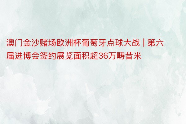 澳门金沙赌场欧洲杯葡萄牙点球大战 | 第六届进博会签约展览面积超36万畴昔米