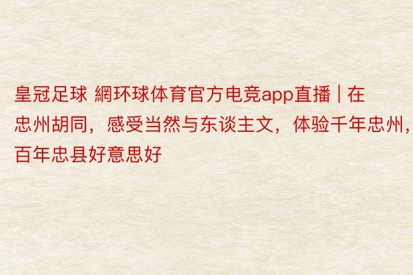 皇冠足球 網环球体育官方电竞app直播 | 在忠州胡同，感受当然与东谈主文，体验千年忠州，百年忠县好意思好