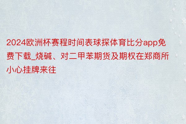 2024欧洲杯赛程时间表球探体育比分app免费下载_烧碱、对二甲苯期货及期权在郑商所小心挂牌来往